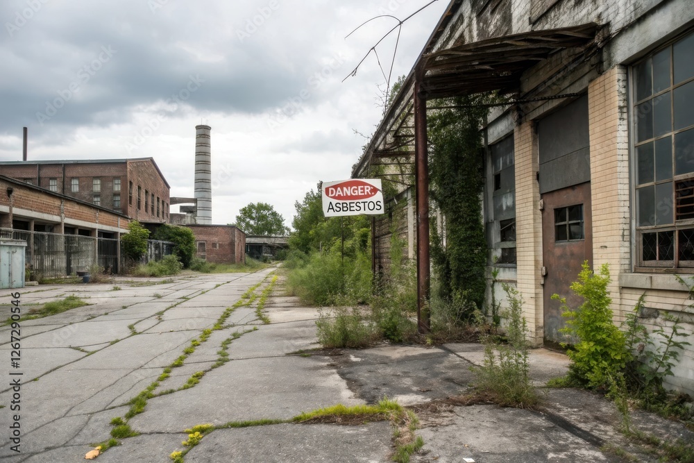 An abandoned industrial area with overgrown vegetation, worn pavement, and decaying buildings, evoking a sense of neglect and the passage of time. An abandoned industrial area with overgrown vegetation, worn pavement, and decaying buildings, evoking a sense of neglect and the passage of time.