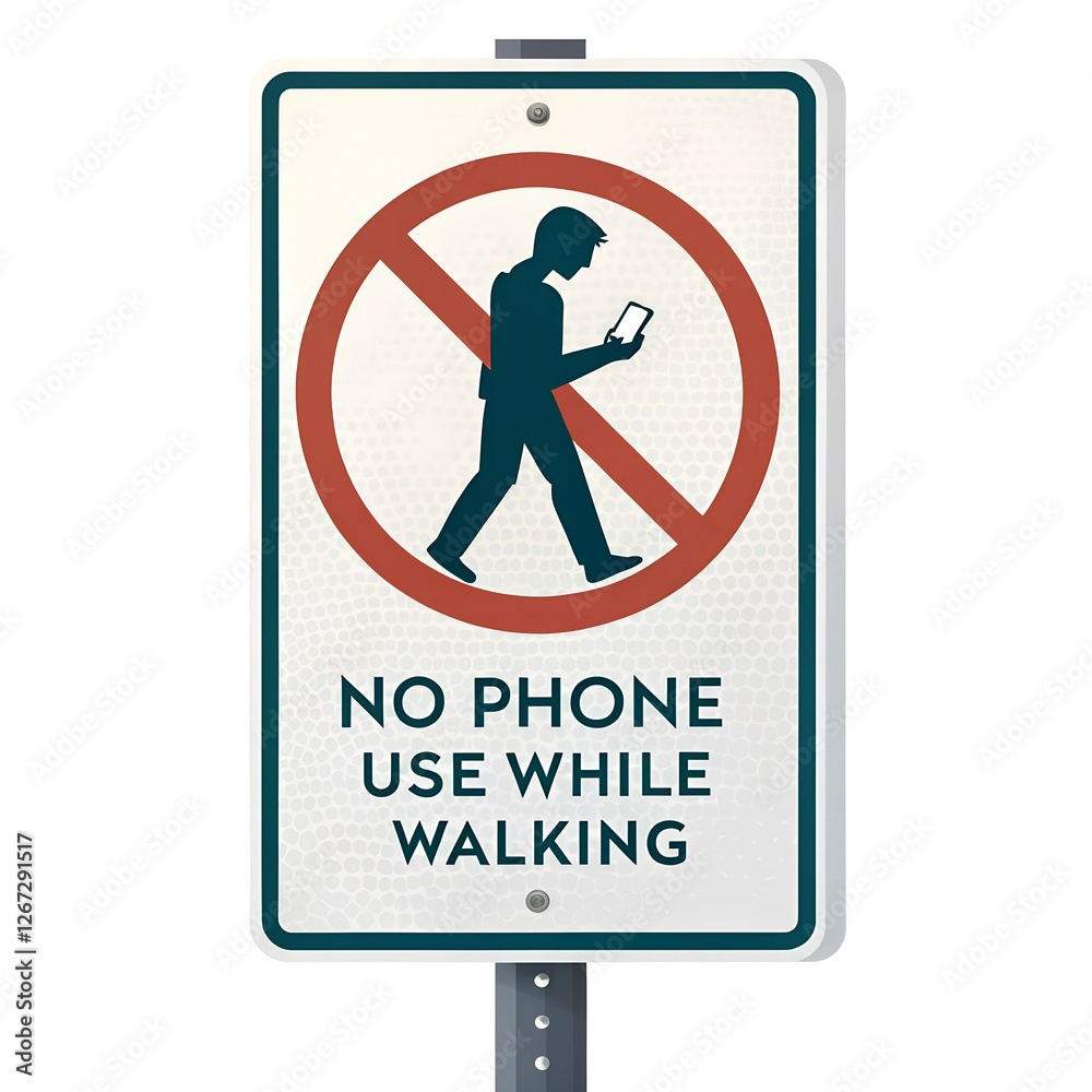 No phone use while walking road sign vector No phone use while walking road sign vector