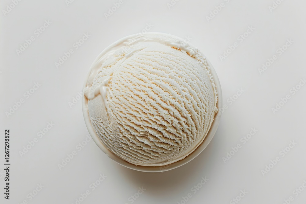 Vanilla ice cream scoop on white background. Neural network AI generated Vanilla ice cream scoop on white background. Neural network AI generated