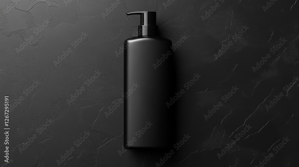 Fototapeta premium Black Plastic Bottle Mockup On Dark Concrete Background