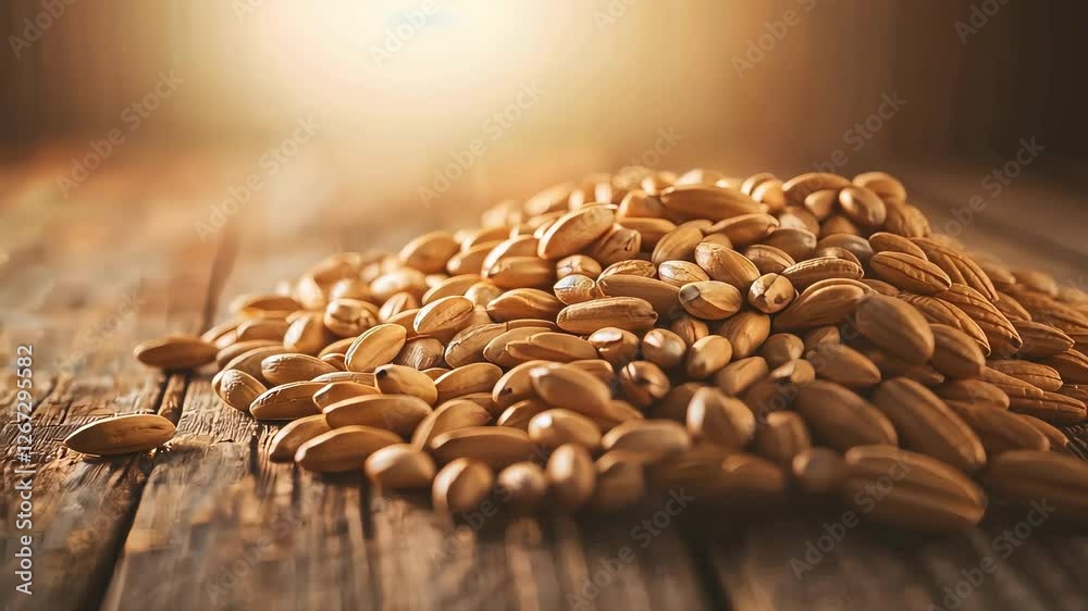 Close-up of barley on the table. Selective focus