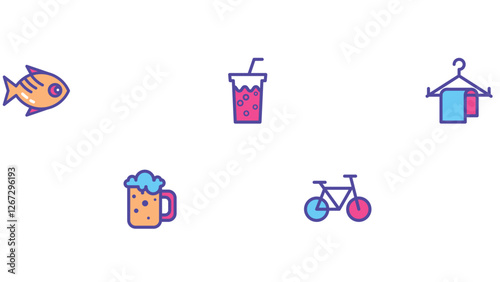 Daily food icon set vectors for food and beverage industry