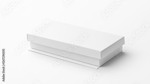 Blank White Rectangular Gift Box On White Background photo