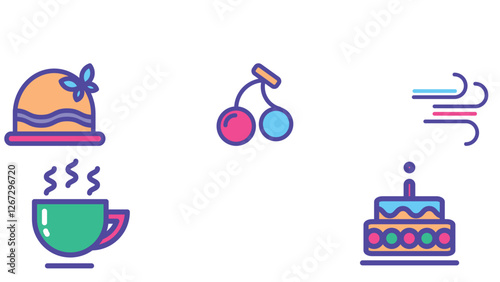 Daily food icon set vectors for food and beverage industry