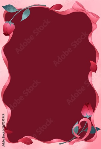 リボンとバラのフレーム