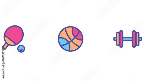 Abstract food, sports, and gaming vector illustration icons