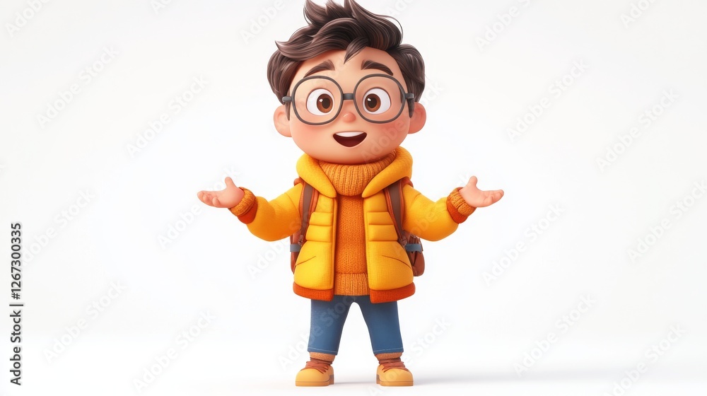 Cheerful 3D Render of a Welcoming Boy Character Cheerful 3D Render of a Welcoming Boy Character