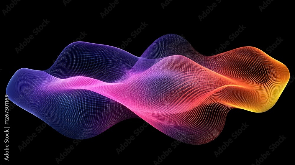 Fototapeta premium Abstract digital waves, vibrant network data flow.