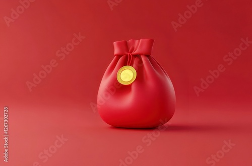 Red gift bag, studio, backdrop, prosperity photo