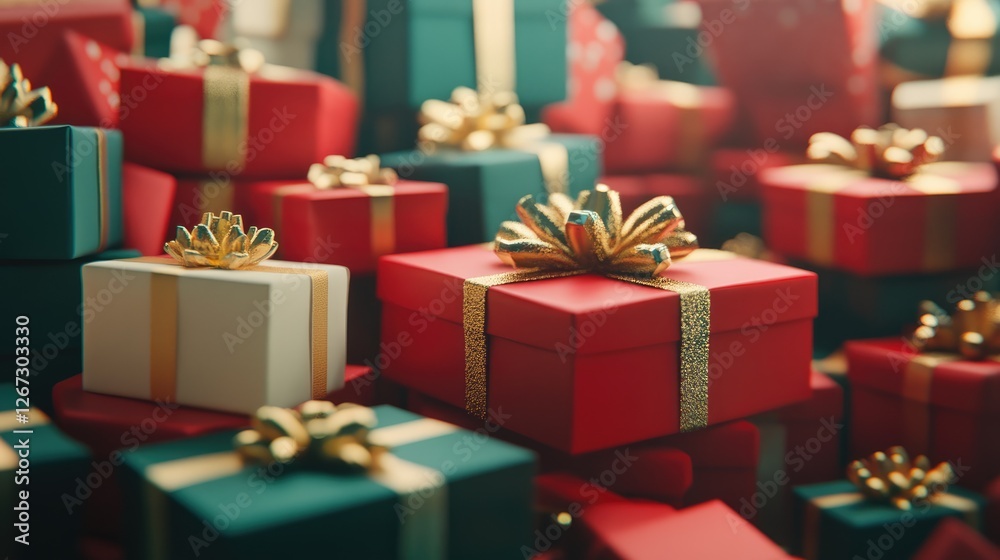 Different christmas presents on a large heap. Large stack of christmas packages. Different christmas presents on a large heap. Large stack of christmas packages.