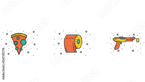 Abstract orange colored set icons vector illustration