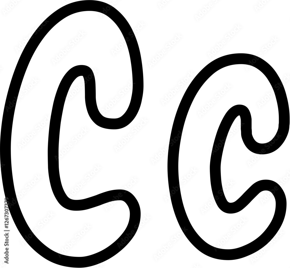C Uppercase and Lowercase Alphabet outline Vector, perfect for educational materials, coloring books, and graphic design projects. Scalable and editable. C Uppercase and Lowercase Alphabet outline Vector, perfect for educational materials, coloring books, and graphic design projects. Scalable and editable.