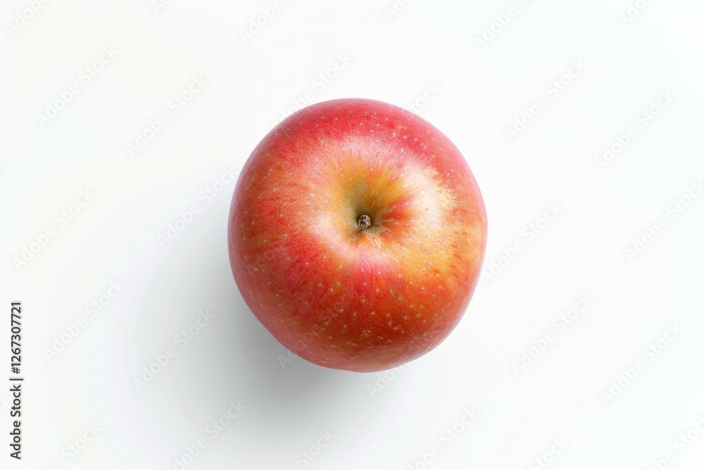 Top view of red apple on white background. Neural network AI generated Top view of red apple on white background. Neural network AI generated