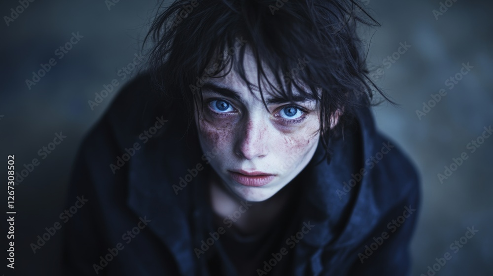 A Defiant Gaze Amidst Shadows and Struggles A Defiant Gaze Amidst Shadows and Struggles