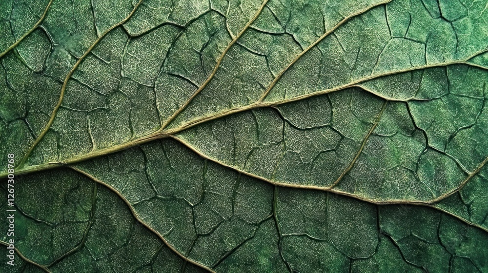 Fototapeta premium Close-up textured leaf veins, nature backdrop, botanical detail