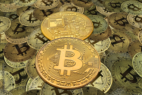 golden bitcoins as symbol of wealth