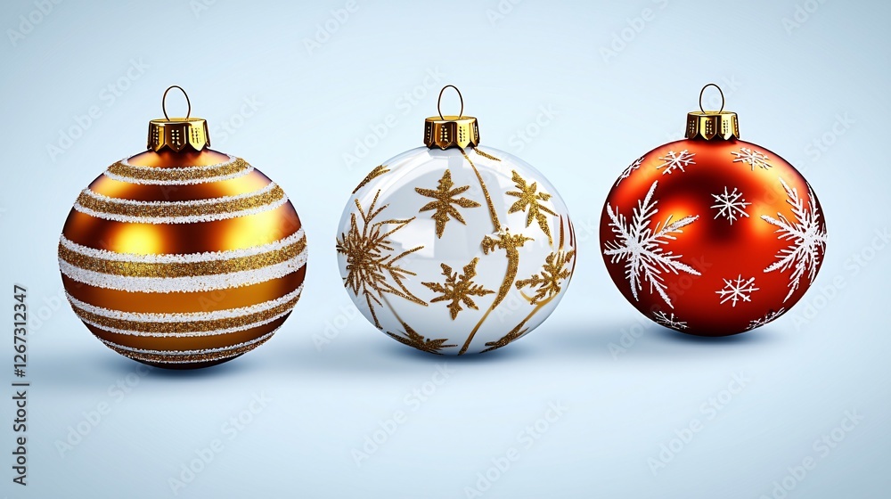 Festive Christmas baubles, winter decor, holiday ornaments, light blue background, festive season Festive Christmas baubles, winter decor, holiday ornaments, light blue background, festive season