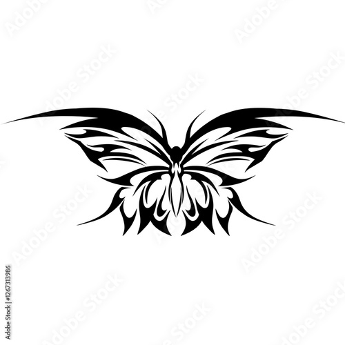 black and white butterfly tribal tattoo