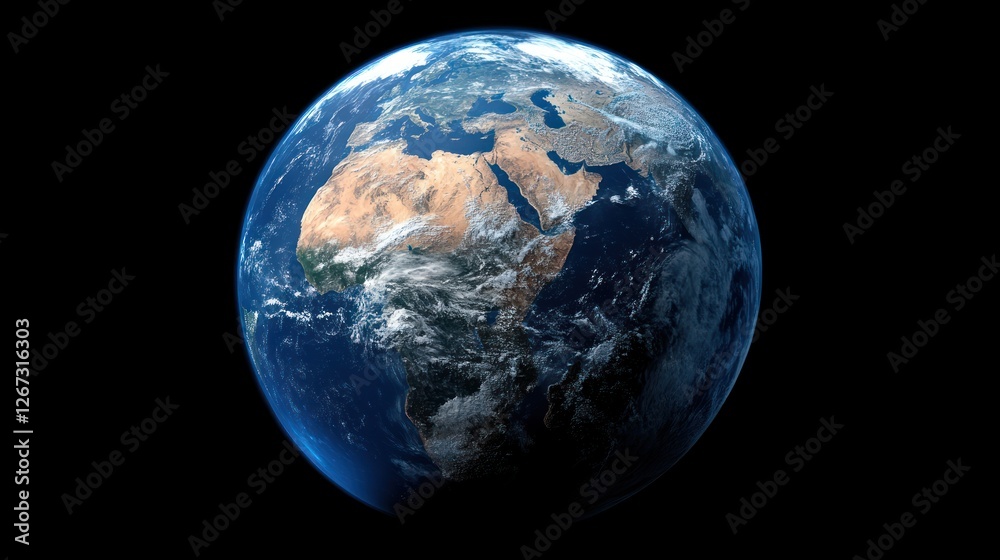 Earth, Africa centered, space view, clouds, weather patterns, environmental study Earth, Africa centered, space view, clouds, weather patterns, environmental study