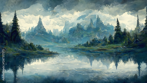 Oil Painting of Beautiful Nature