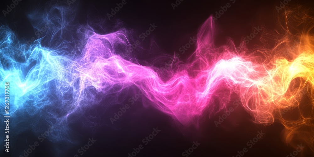 Fototapeta premium Abstract Colorful Smoke Wave Background. Blue And Pink Colors With Clean Lines On A Black Backdrop
