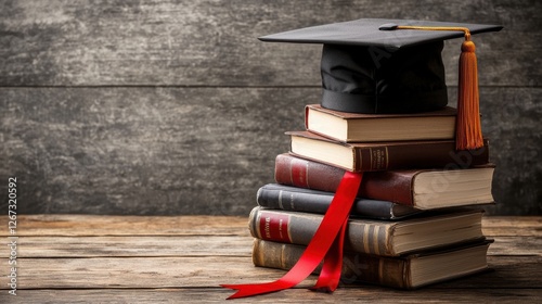 Graduation celebration library educational content study environment close-up view achievements and knowledge