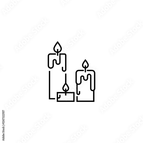 Candle set icon in black and white vector