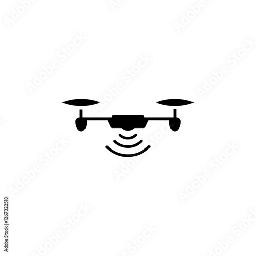 Minimalistic drone with sensors icon vector