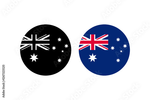 Australian Flag Icon in Black and Color vector