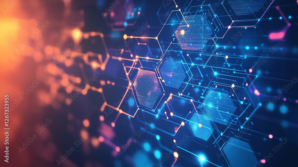 Obraz premium Abstract technological hexagonal , colourful background 