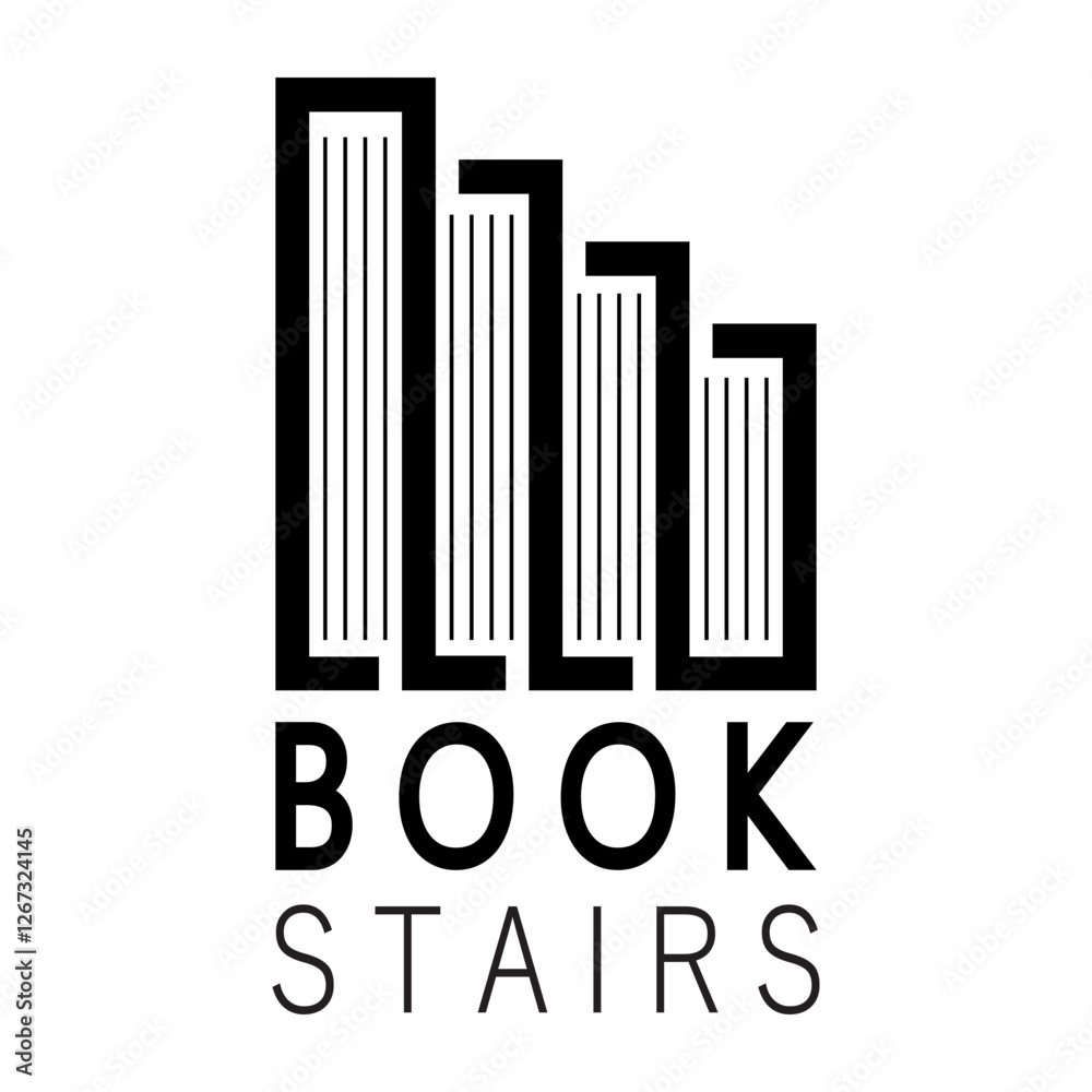 Obraz premium book stairs logo, or library for bookstores, book companies, publishers, encyclopedias, libraries, education, digital books, vectors