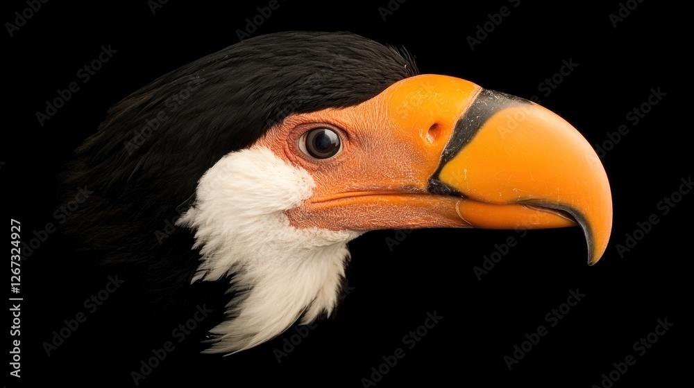 Fototapeta premium A striking profile of a black and orange toucan