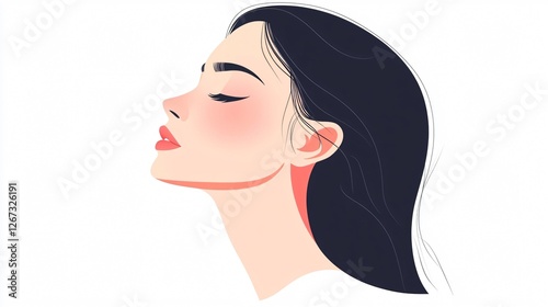 Flat Vector Illustration of a Pretty and Innocent Woman on White Background