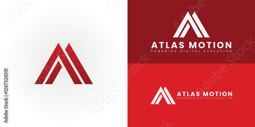 The dynamic logo design features the initials AM creatively integrated into a stylized arrow or lightning bolt, creating a unique symbol that evokes a sense of speed, power, and advanced technology