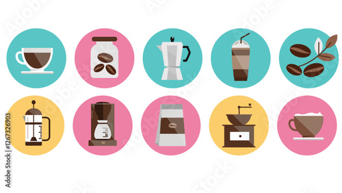 coffee beans types of drinks vector illustration isolated