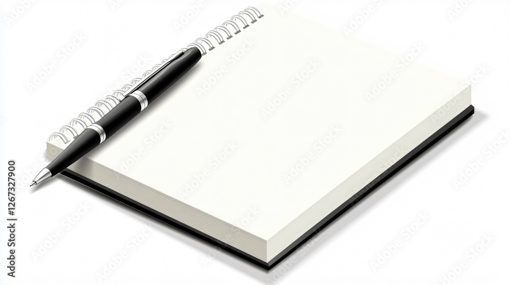 Professional Notepad and Pen Blank Template for Note Taking and Drawing Professional Notepad and Pen Blank Template for Note Taking and Drawing
