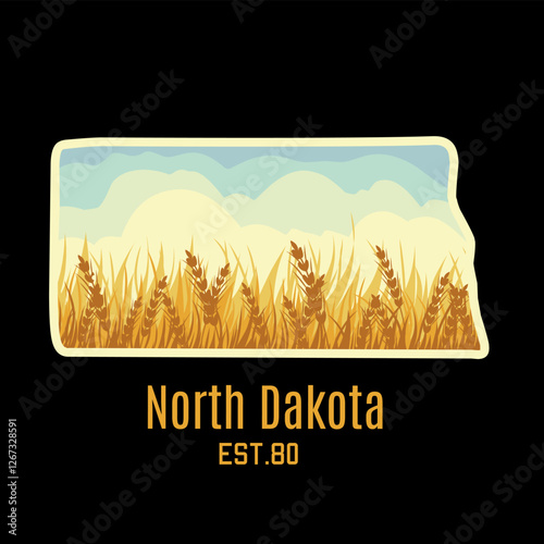 Wheat Field in North Dakota With Calm Sky Scenery