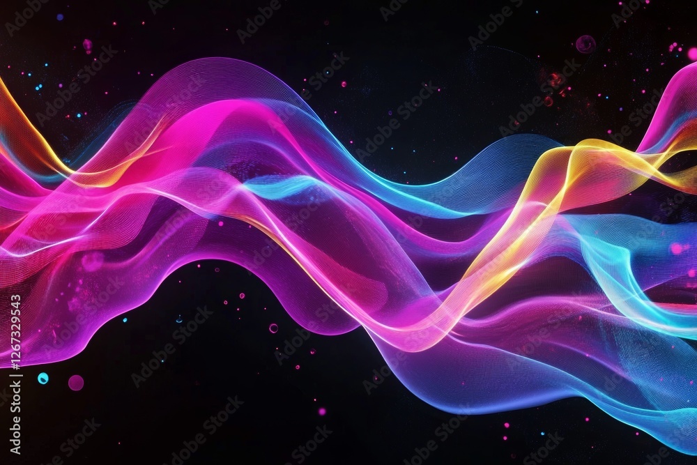 Fototapeta premium Vibrant Abstract Waves of Colorful Light on a Dark Background