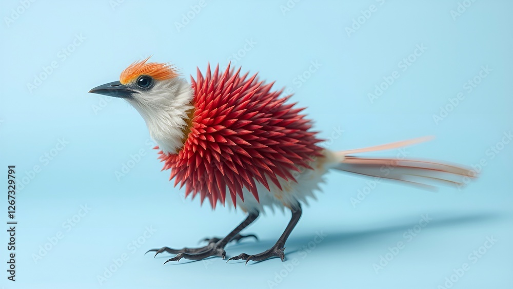 Fototapeta premium Red-Crested Bird in Flight