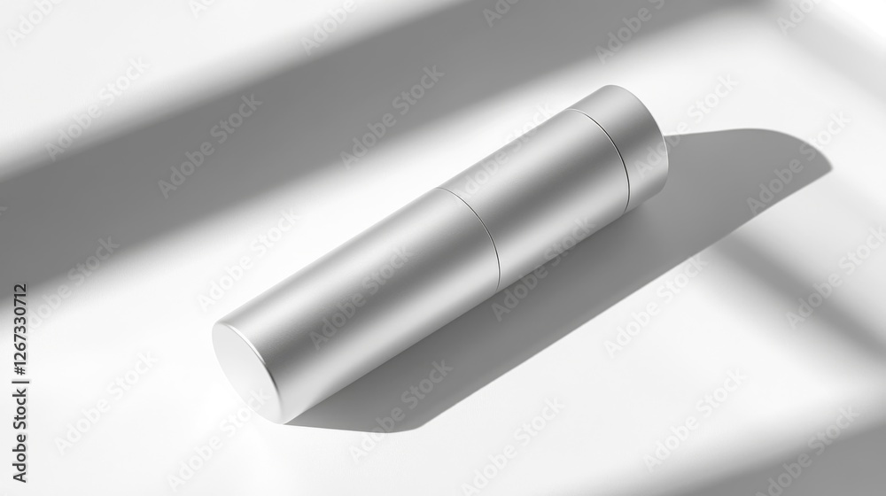 Silver Cosmetic Bottle On White Background