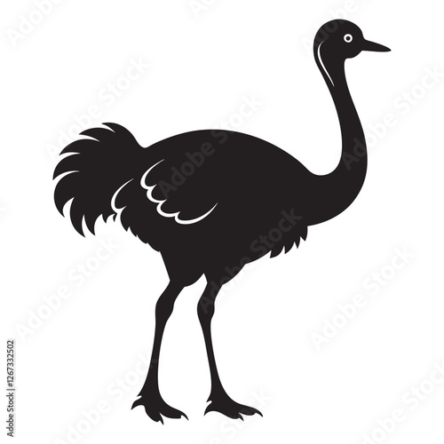 ostrich black vector silhouette vector icon Illustration White background
