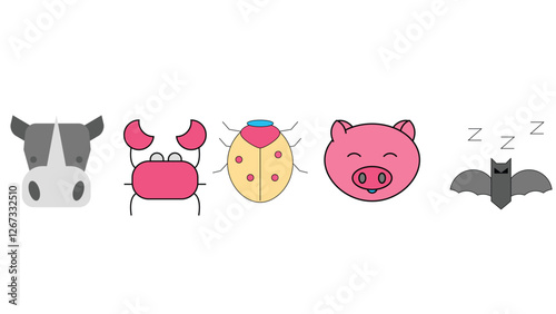 Forest, sea world, and pet animals vector illustration isolated