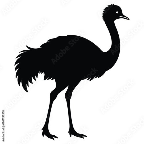 ostrich black vector silhouette vector icon Illustration White background
