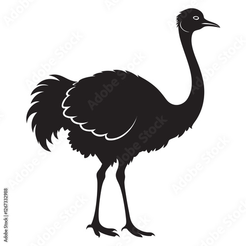 ostrich black vector silhouette vector icon Illustration White background

