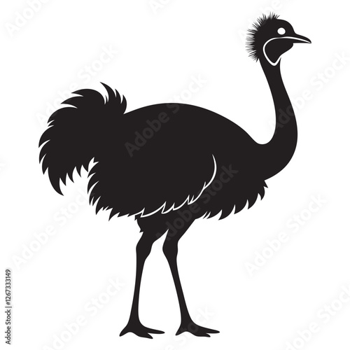 ostrich black vector silhouette vector icon Illustration White background
