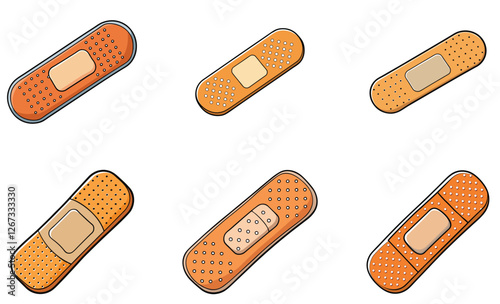 Band aid bandage vector art design set on white background