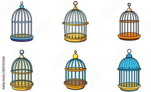 Birdcage various design vector art set on white background