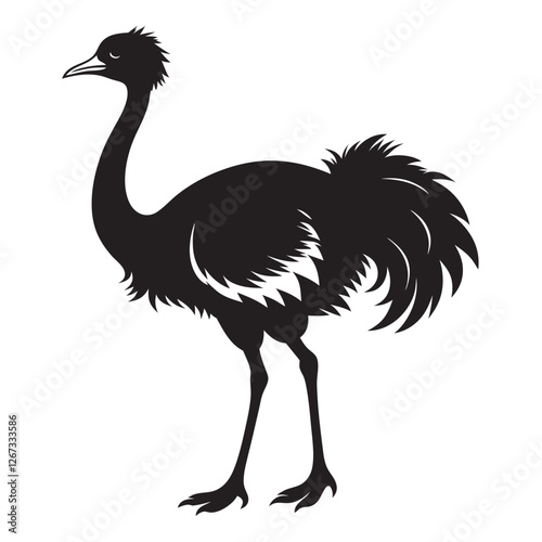 ostrich black vector silhouette vector icon Illustration White background
