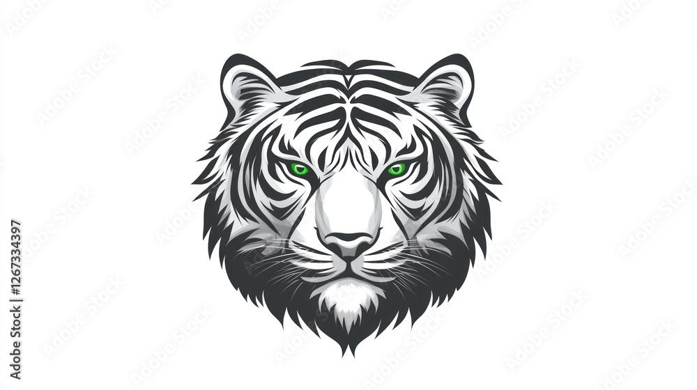 Obraz premium Illustration of a tiger's face, isolated on white. Use logo, tattoo, sticker