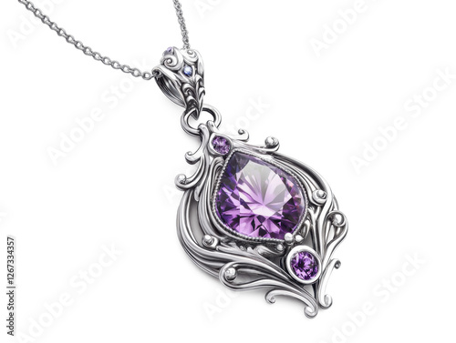 realistic photograph Necklace pendant design isolate on white background for di-cut